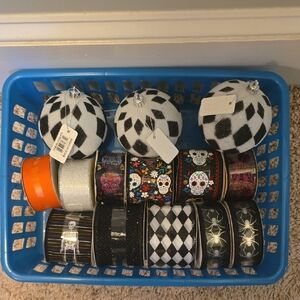 Halloween Wreath Ribbon And Ornaments NWT